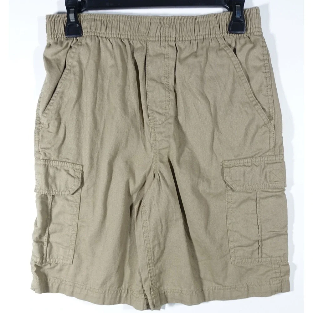 Canyon River Cargo Shorts Boys Medium Husky Pull On  Elastic Waist Beige